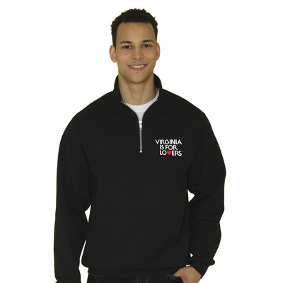 Black 1/4 Zip, Embroidered Sweatshirt VIFL Thumbnail