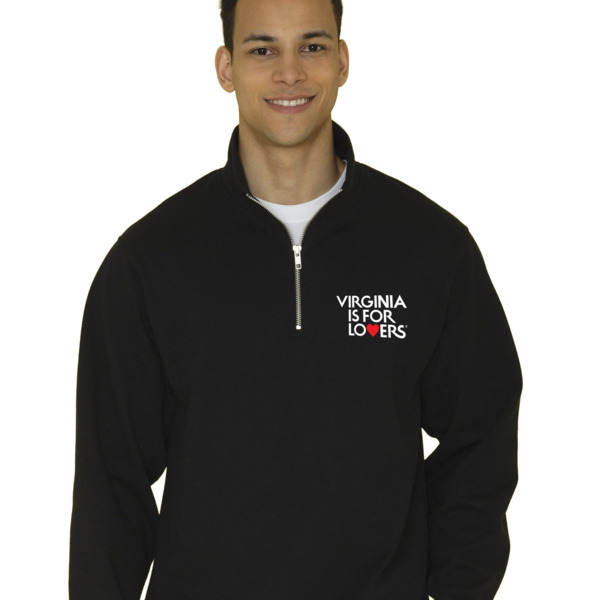 Black 1/4 Zip, Embroidered Sweatshirt VIFL Thumbnail