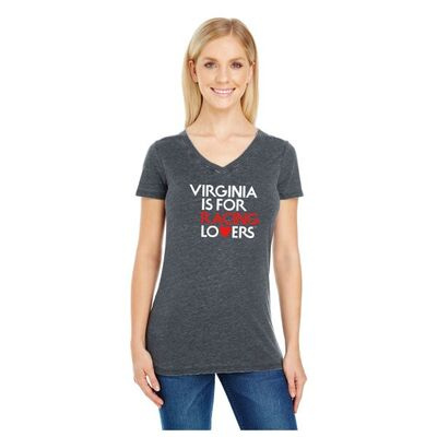 Racing Lovers T-shirt, Charcoal, Women's V-Neck Thumbnail